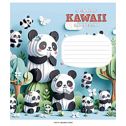 Тетрадь учнівська "Kawaii" Школярик 012-3398C-4 в косу лінію 12 аркушів