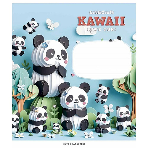 Тетрадь учнівська "Kawaii" Школярик 012-3398C-4 в косу лінію 12 аркушів