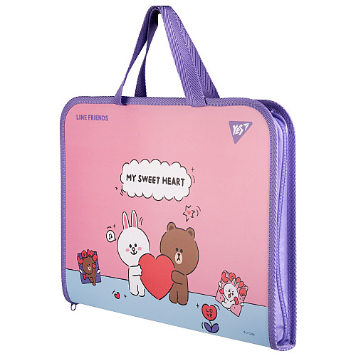 Папка-портфель YES FC на молнии з тканевими ручками Line Friends. Choco та Cony (492239)