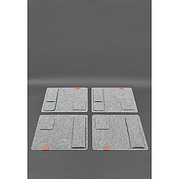 Фетровый набор для сервировки стола BlankNote на 4 персоны серый со светло-коричневым