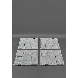 Фетровый набор для сервировки стола BlankNote на 4 персоны серый с черным