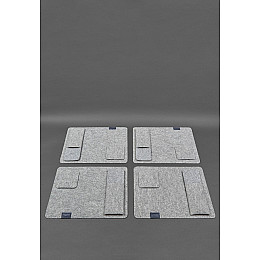 Фетровый набор для сервировки стола BlankNote на 4 персоны серый с синим