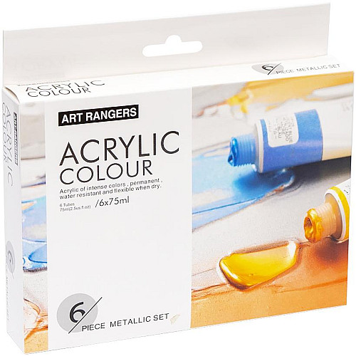 Набор акриловых красок Art Rangers Acryliс metallic 6 металлических цветов по 75 мл