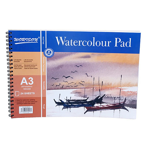 Альбом для акварелі WORISON Watercolor Pad А3 24 листа спіраль 180г/м²