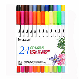 Набор двусторонних маркеров Brush Markers Pens WORISON 24 цвета