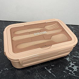 Ланч-бокс со столовыми приборами A-PLUS 2220 PB розовый