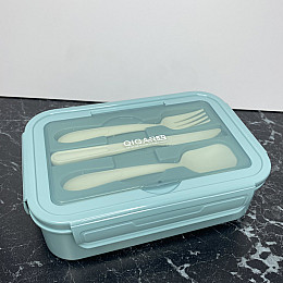Ланч-бокс со столовыми приборами A-PLUS 2220 PB голубой