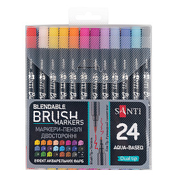 Набор маркеров акварельных Santi Brush Marker 24 шт двусторонние (391056)