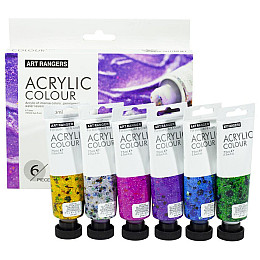 Художественные акриловые краски с блестками Art Rangers Acrylic glitter 6 цветов по 75 мл
