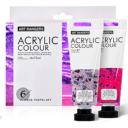Художні акрилові фарби з блискітками Art Rangers Acrylic glitter 6 кольорів по 75 мл