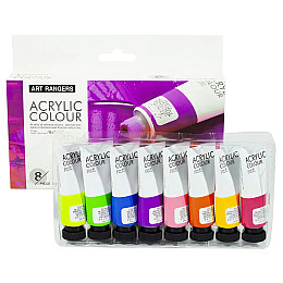 Акриловые краски для рисования с неоновым эффектом Art Rangers Acryliс Neon 8 цветов по 22 мл
