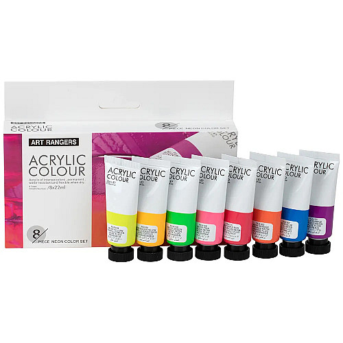 Акриловые краски для рисования с неоновым эффектом Art Rangers Acryliс Neon 8 цветов по 22 мл