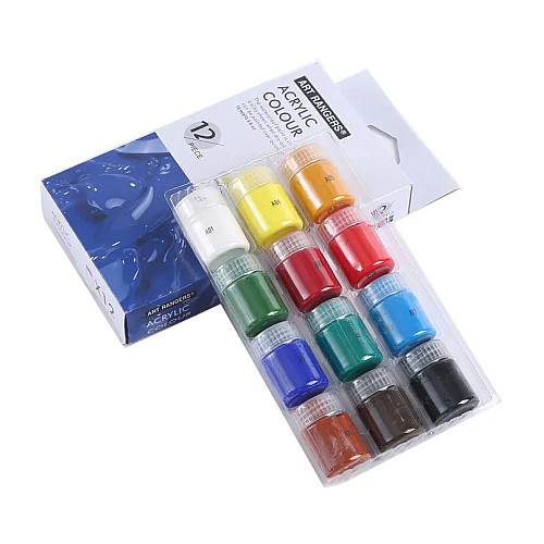 Набор акриловых красок для рисования Art Rangers Acryliс 12 цветов 2 кисточки