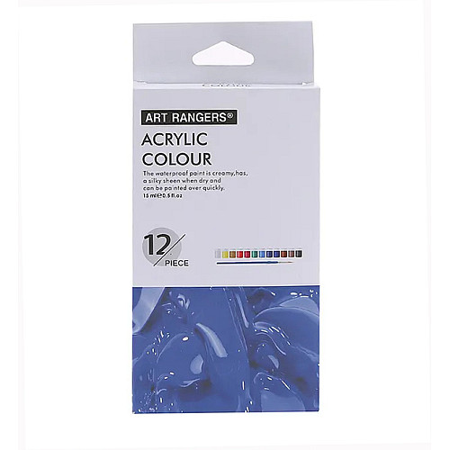 Набор акриловых красок для рисования Art Rangers Acryliс 12 цветов 2 кисточки
