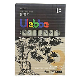 Пигментные линеры капилярные ручки ULEBBE 9 шт Черный