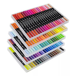 Премиум-набор двусторонних маркеров WORISON FineLiner Brush Markers Pens 100 цветов
