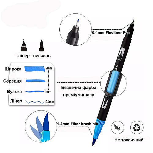 Преміум-набір двосторонніх маркерів WORISON FineLiner Brush Markers Pens 100 кольорів