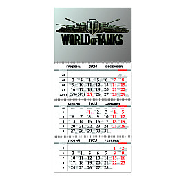 Квартальный настенный календарь на 2025 Vivay World of Tanks 30x65 см Разноцветный (hub_0upoul)