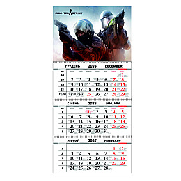 Квартальный настенный календарь на 2025 Vivay Counter-Strike 30x65 см Разноцветный (hub_62a60d)