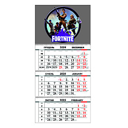 Квартальный настенный календарь на 2025 Vivay Fortnite 30x65 см Разноцветный (hub_pm1q5o)