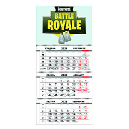 Квартальный настенный календарь на 2025 Vivay Fortnite 30x65 см Разноцветный (hub_p1rh3z)