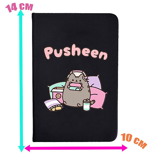 Блокнот в лінію 2Life Pusheen cat Кіт з навушниками в подушках А5 96 аркушів Чорний v-12476