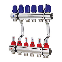 Колекторний блок з витратомірами KOER KR.1110-06 1”x6 WAYS (KR2643)