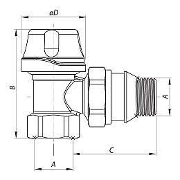 Кран термостатичний кутовий 3/4“ KOER KR.921-GI (KR2683)
