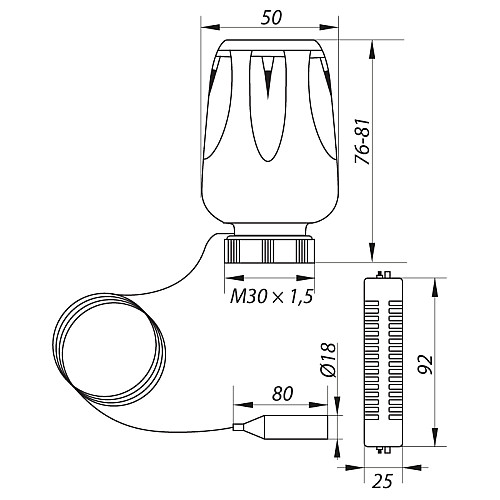 Термоголовка с выносным датчиком M30x1.5 KOER KR.1331 (KR2677)
