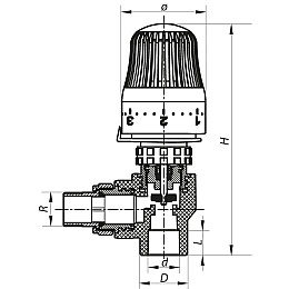 Кран термостатичний з термоголовкою кутовий 25x3/4 PPR KOER K0154.PRO (KP0196)