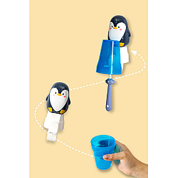 Держатель для зубных щёток настенный UKC в форме пингвина на трёх присосках Голубой 10018