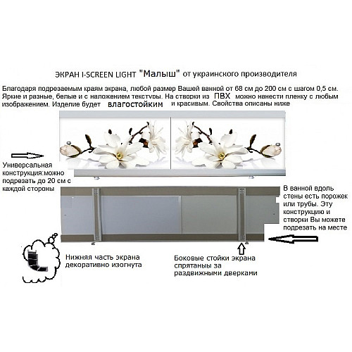 Экран под ванну The MIX I-screen light Малыш Мир моря 120 см
