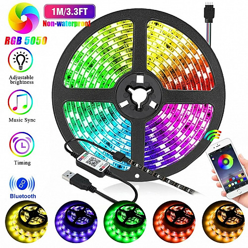 Світлодіодна стрічка LED Bluetooth 5 м Прозорий (hub_jo4av7)