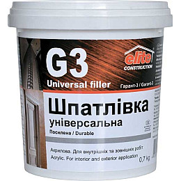 Шпаклівка фінішна універсальна посилена Elite Construction Гарант-3 0.7 кг Білий