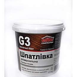 Шпаклівка фінішна універсальна посилена Elite Construction Гарант-3 1.5 кг Білий