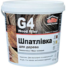 Шпаклівка по дереву високоміцна посилена Elite Construction Гарант-4 1.5 кг Сосна