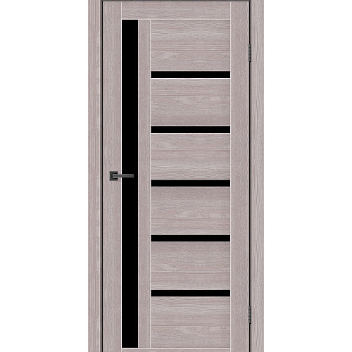 Дверное полотно MS Doors ORLEAN 80см дуб серый черное стекло сатин