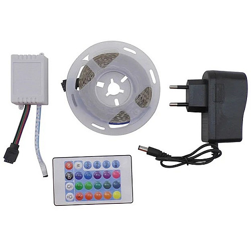 Світлодіодна стрічка комплект Led SMD 3528 RGB 54 LED/m 5 м Різнокольорова