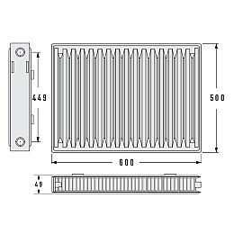 Радіатор сталевий Aquavita 11 500х600 з кріпленням