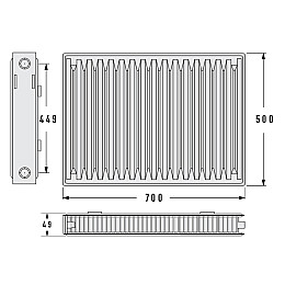 Радіатор сталевий Aquavita 11 500х700 з кріпленням