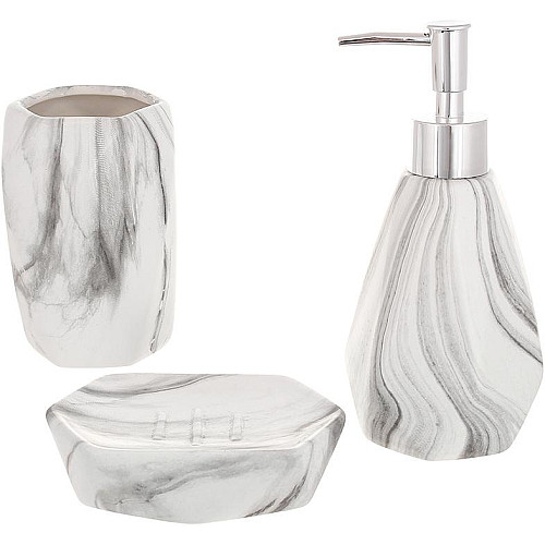 Набір керамічних аксесуарів для ванної кімнати Gray marble 3 предмета ceramic DP219252 BonaDi
