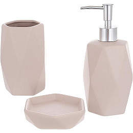 Набор керамических аксессуаров для ванной комнаты Beige Mocha 3 предмета ceramic DP219254 BonaDi