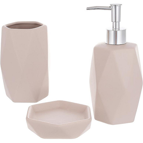 Набір керамічних аксесуарів для ванної кімнати Beige Mocha 3 предмета ceramic DP219254 BonaDi