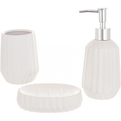 Набор керамических аксессуаров для ванной комнаты Milky White 3 предмета ceramic DP219255 BonaDi