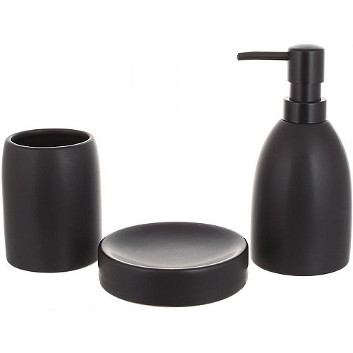 Набор керамических аксессуаров для ванной комнаты Black Matt 3 предмета ceramic DP219257 BonaDi