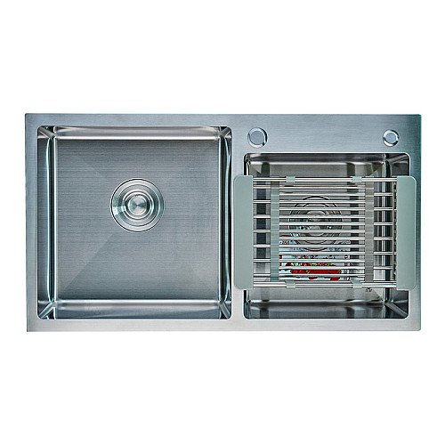 Мойка Zerix ZH7843DS-215 (3.0/1.0) Satin с диспенсером и сушилкой для посуды (ZM5570)