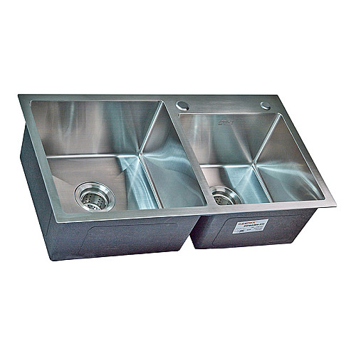 Мойка Zerix ZH7843DS-215 (3.0/1.0) Satin с диспенсером и сушилкой для посуды (ZM5570)