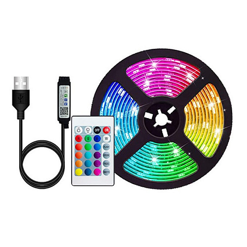 Светодиодная лента RIAS 5050 LED RGB в бухте 5м разноцветная 5V USB Bluetooth (4_00561)