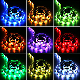 Светодиодная лента RIAS 5050 LED RGB в бухте 5м разноцветная 5V USB Bluetooth (4_00561)