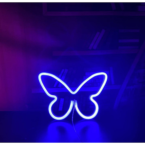 Настінний неоновий світильник нічник Angel Метелик Butterfly синій